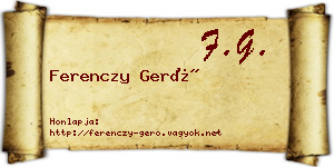 Ferenczy Gerő névjegykártya